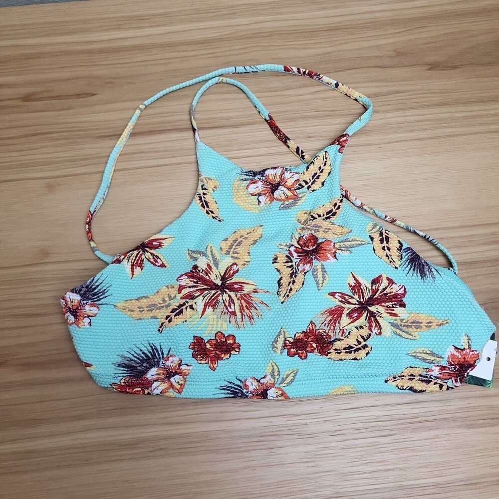 Eidon Womens‎ Green Tropical Adelina Print Swim Bikini Top Size XS